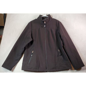 CB Sports Weather Jacket Womens Size XL Black Pockets‎ Long Sleeve Logo Full Zip